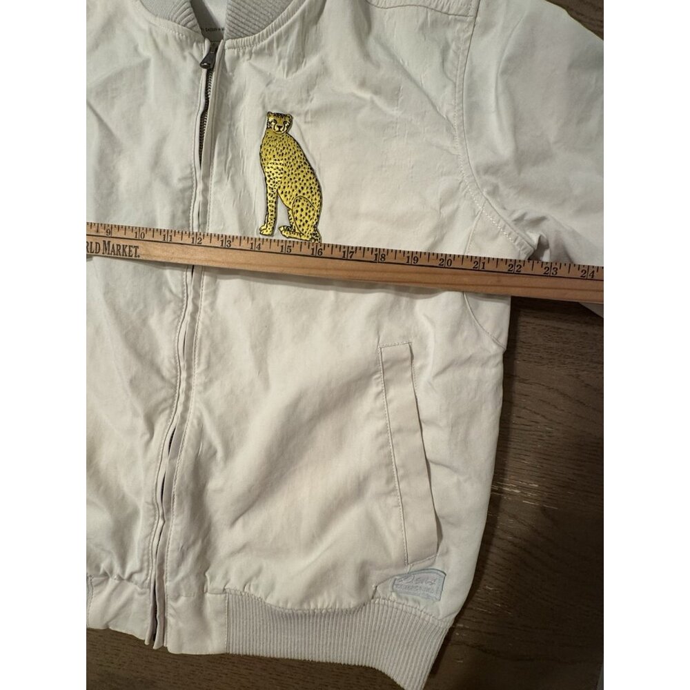 DEUS EX MACHINA GARTH BOMBER JACKET Sz XL Jaguar Patch Full Zip White - Picture 5 of 13